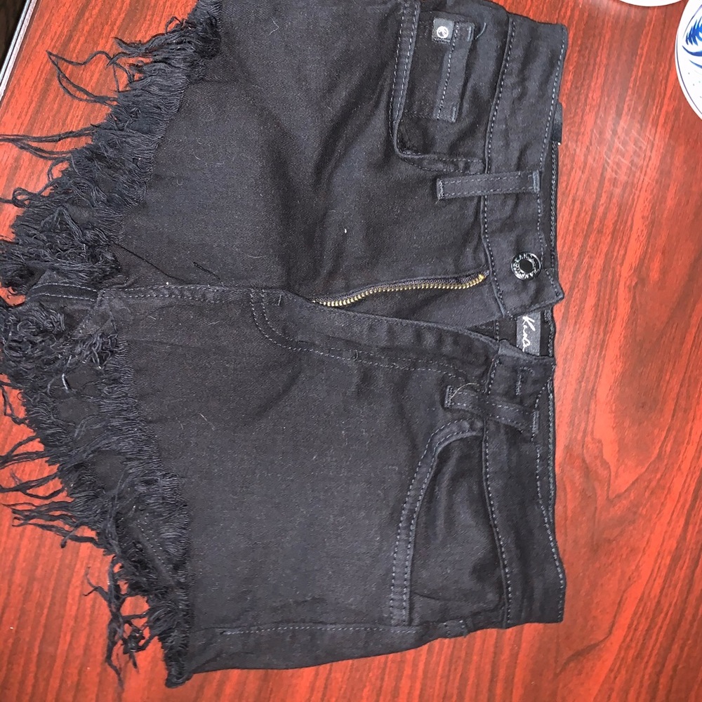 Black denim shorts